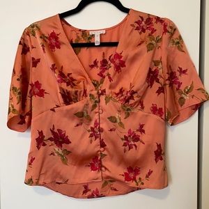 Leith floral satin top worn once